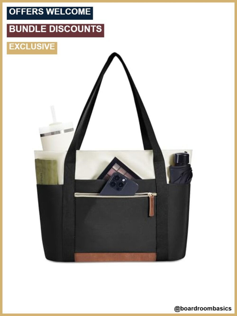 Large Tote Bag for Work Travel Laptop Bag with Compartments Cup Holder